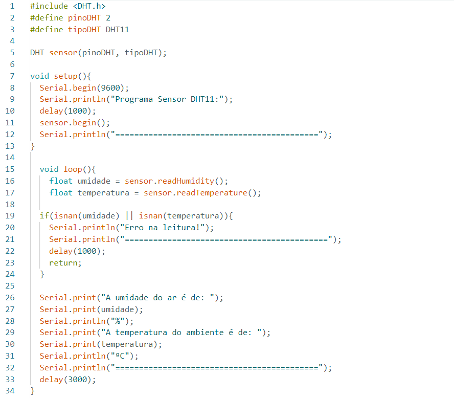 Código completo na plataforma Arduino