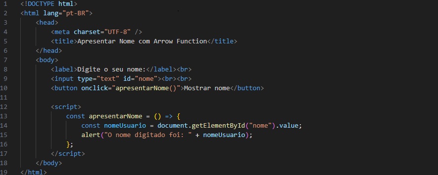 Código Fonte Arrow Function - Exemplo